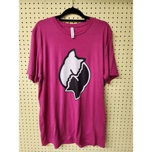 XL "Pussywhipped" Short Sleeve Cat Lover T-Shirt, Yin-Yang Yang Logo On Berry